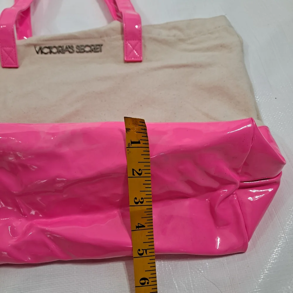 Victoria's Secret Large Pink Vinyl Canvas Tote